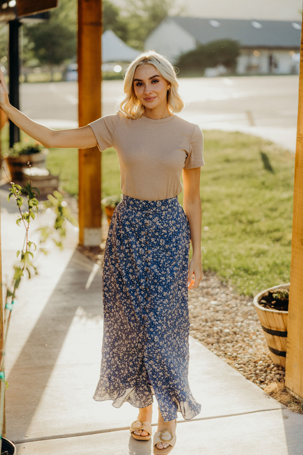 SLIT FRONT MAXI IN WISPY BLUE