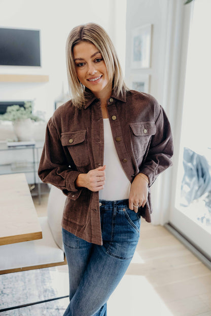 DOUBLE POCKET JACKET IN COCA MOCHA