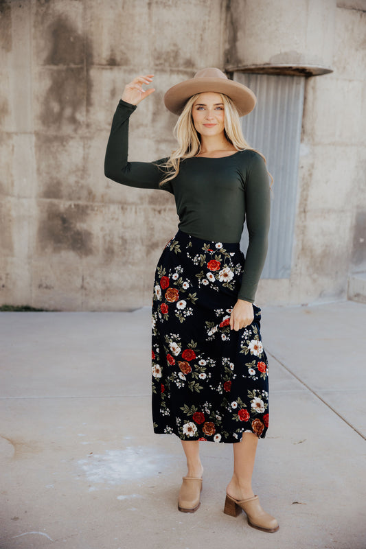 MAXI SLIP SKIRT IN ORIENTAL GARDEN