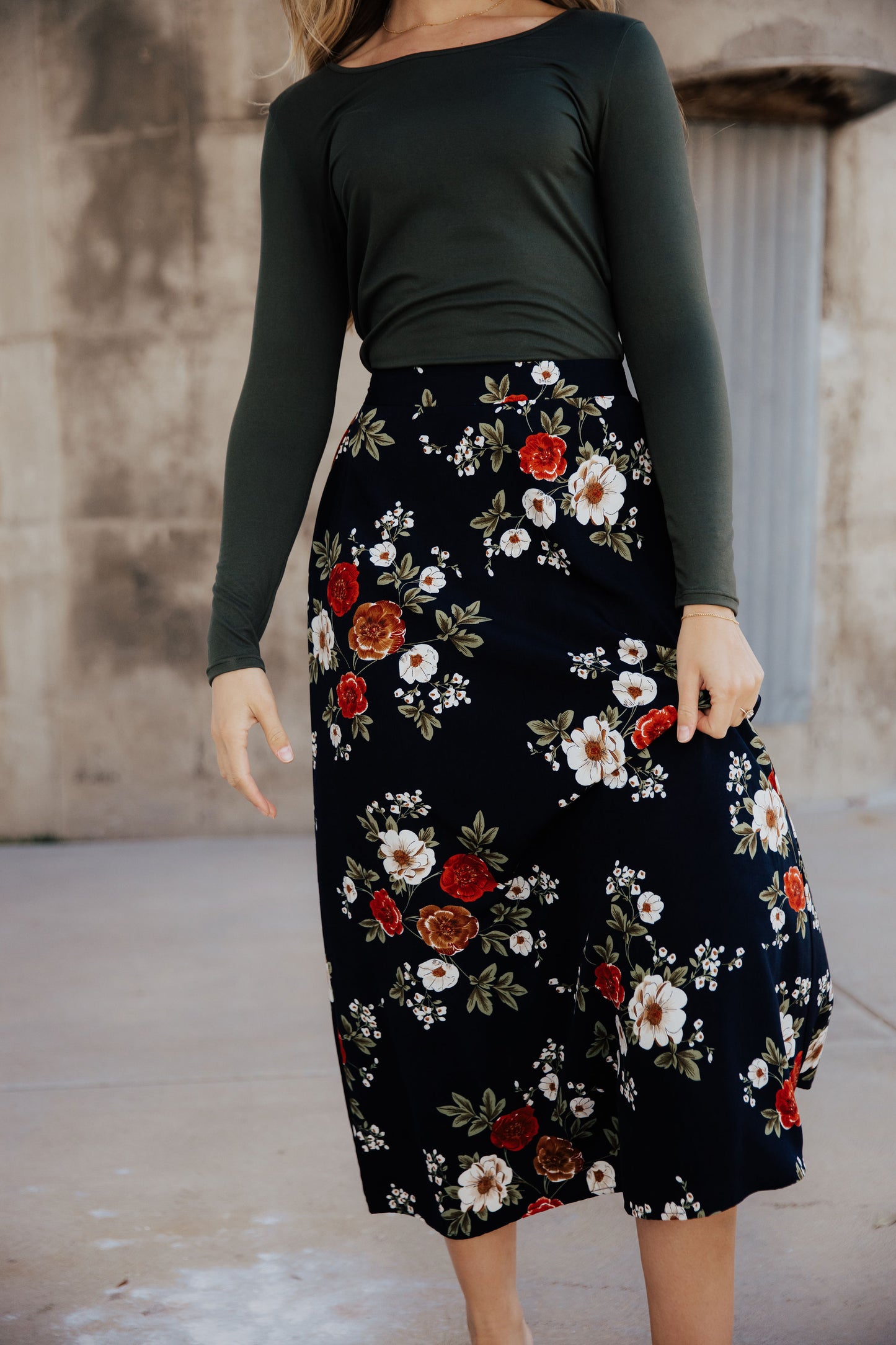 MAXI SLIP SKIRT IN ORIENTAL GARDEN