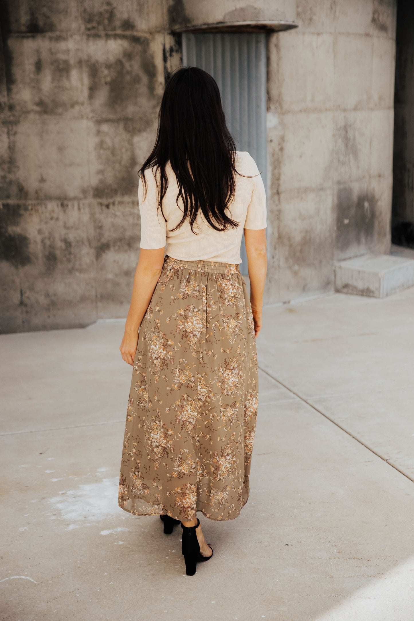 MAXI SLIP SKIRT IN SUNLIT MOSS