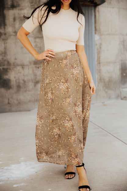 MAXI SLIP SKIRT IN SUNLIT MOSS