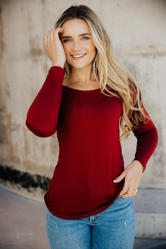 SOFT LONG SLEEVE TEE IN BARN RED FINAL SALE