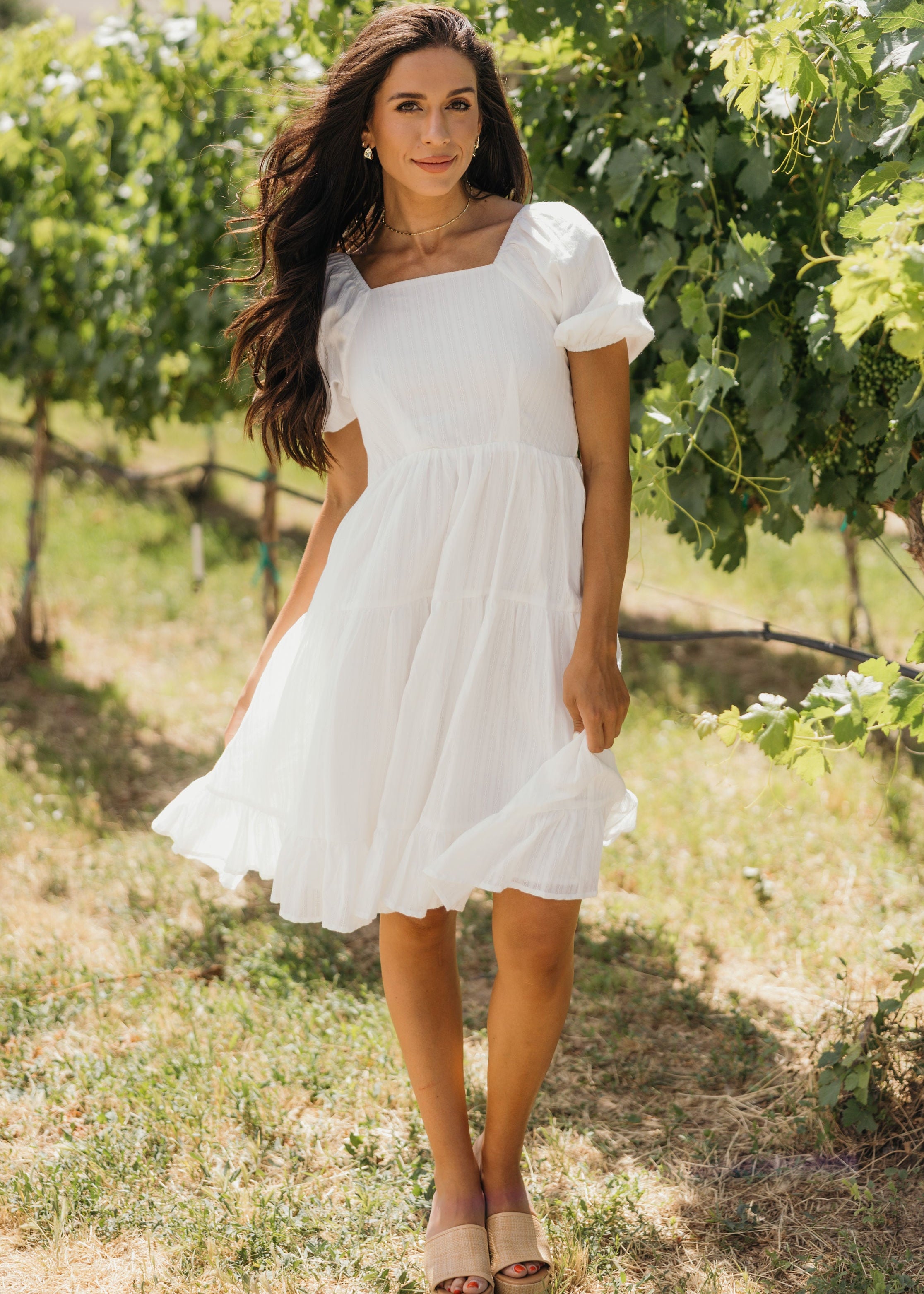 modest white dresses FARES Textured Bow Detail Dress 56in Dress Measurements Daffodil Modest Dress in Off