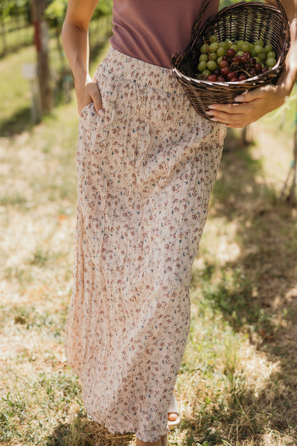 MAXI SKIRT IN SUNBAKED DAHLIA FINAL SALE
