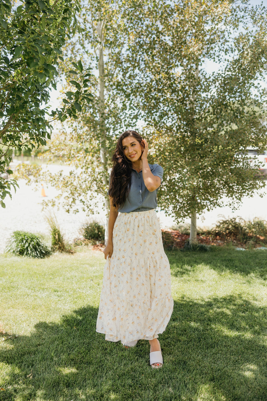 TIERED BOHO SKIRT IN MARIGOLD WHISPER