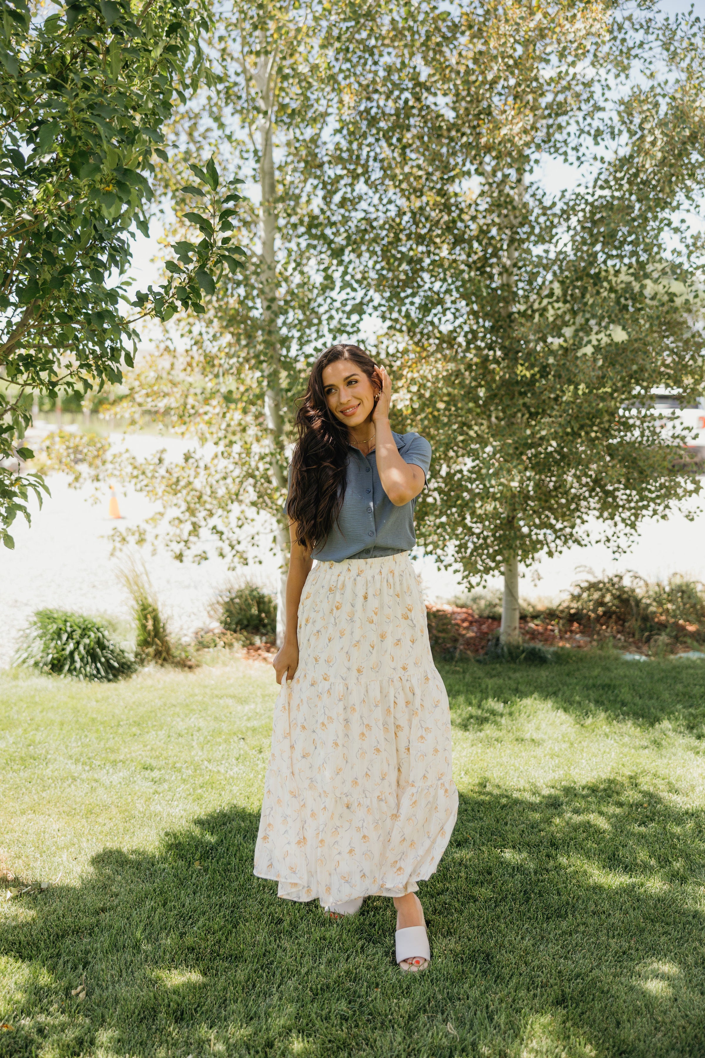 TIERED BOHO SKIRT IN MARIGOLD WHISPER