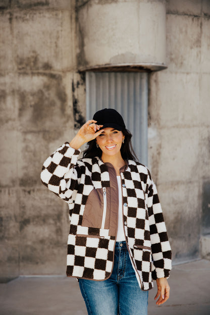 CHECKERED JACKET IN BROWN