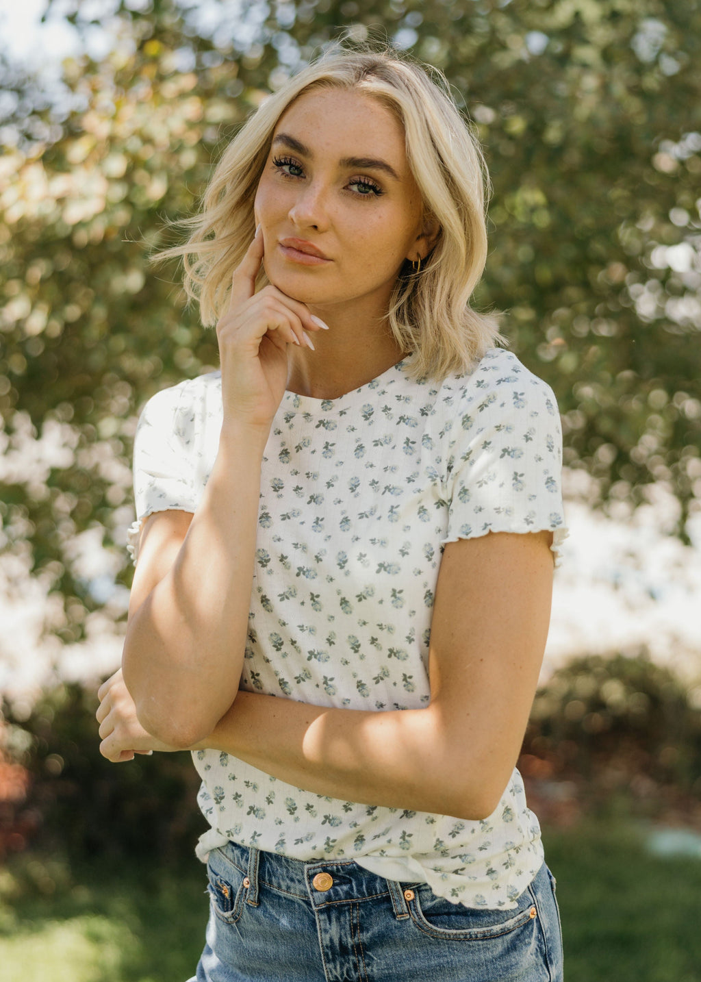 LETTUCE EDGE TEE IN DREAMDEW BLUE FINAL SALE