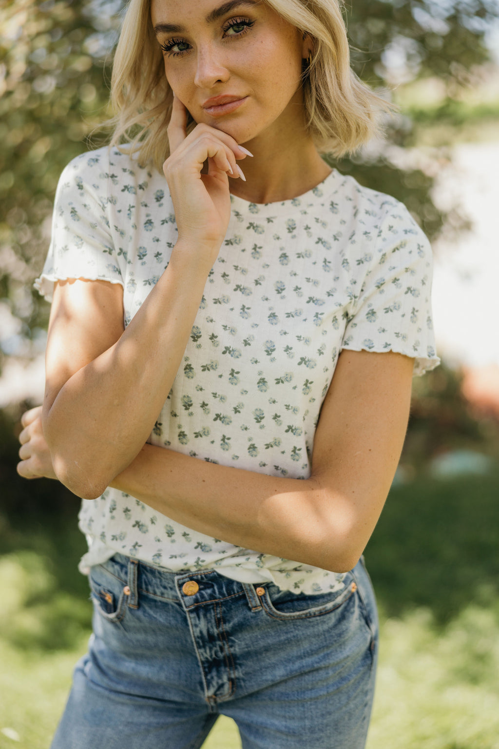 LETTUCE EDGE TEE IN DREAMDEW BLUE FINAL SALE
