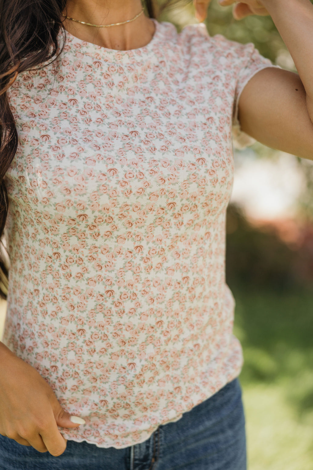 LETTUCE EDGE TEE IN BLUSH CARNATION