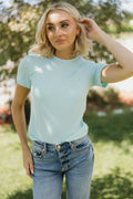 SHORT SLEEVE RIBBED TEE IN TROPICAL BREEZE