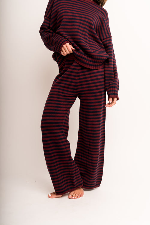 CAMPUS SWEATER PANT IN NAVY STRIPE