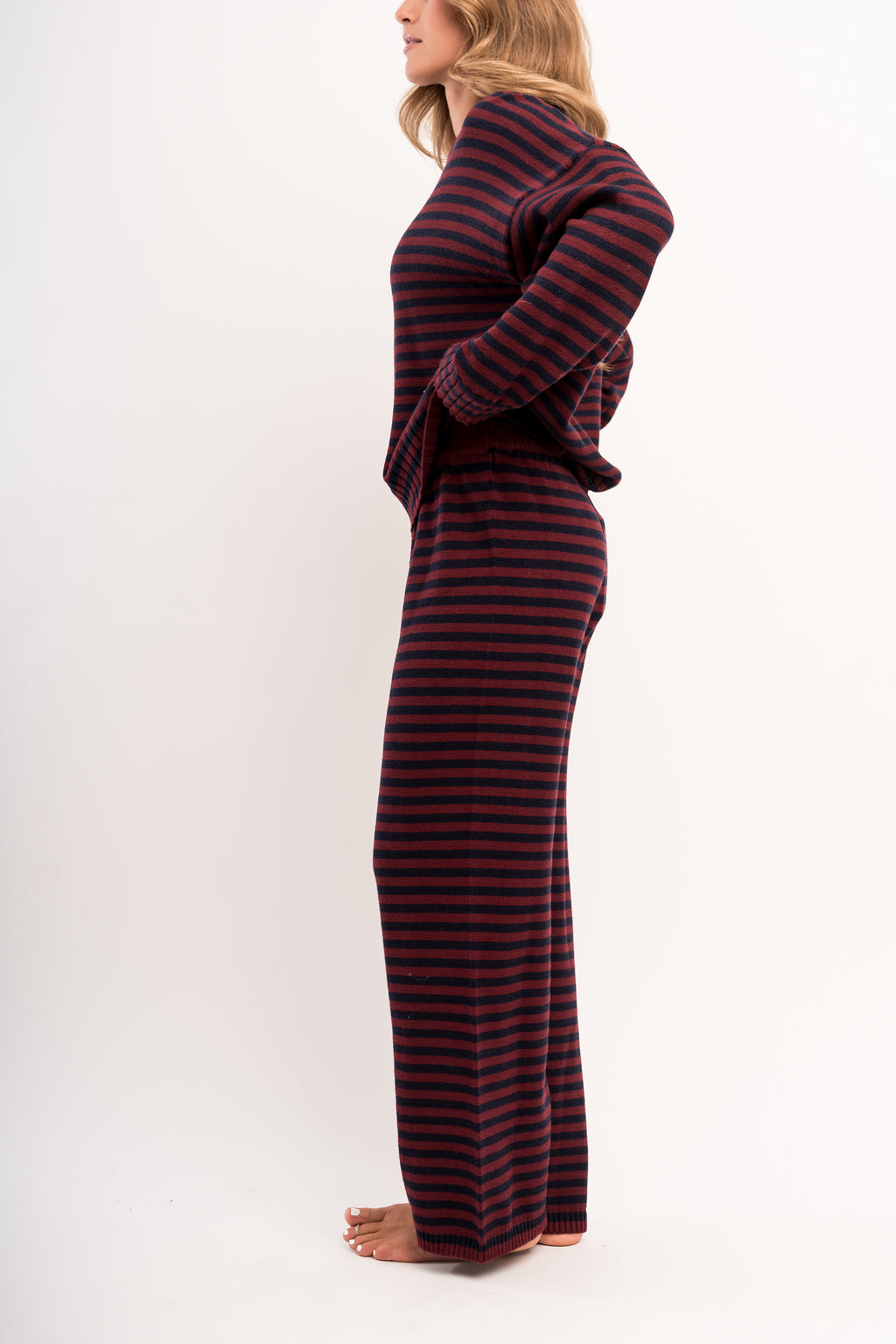 CAMPUS SWEATER PANT IN NAVY STRIPE