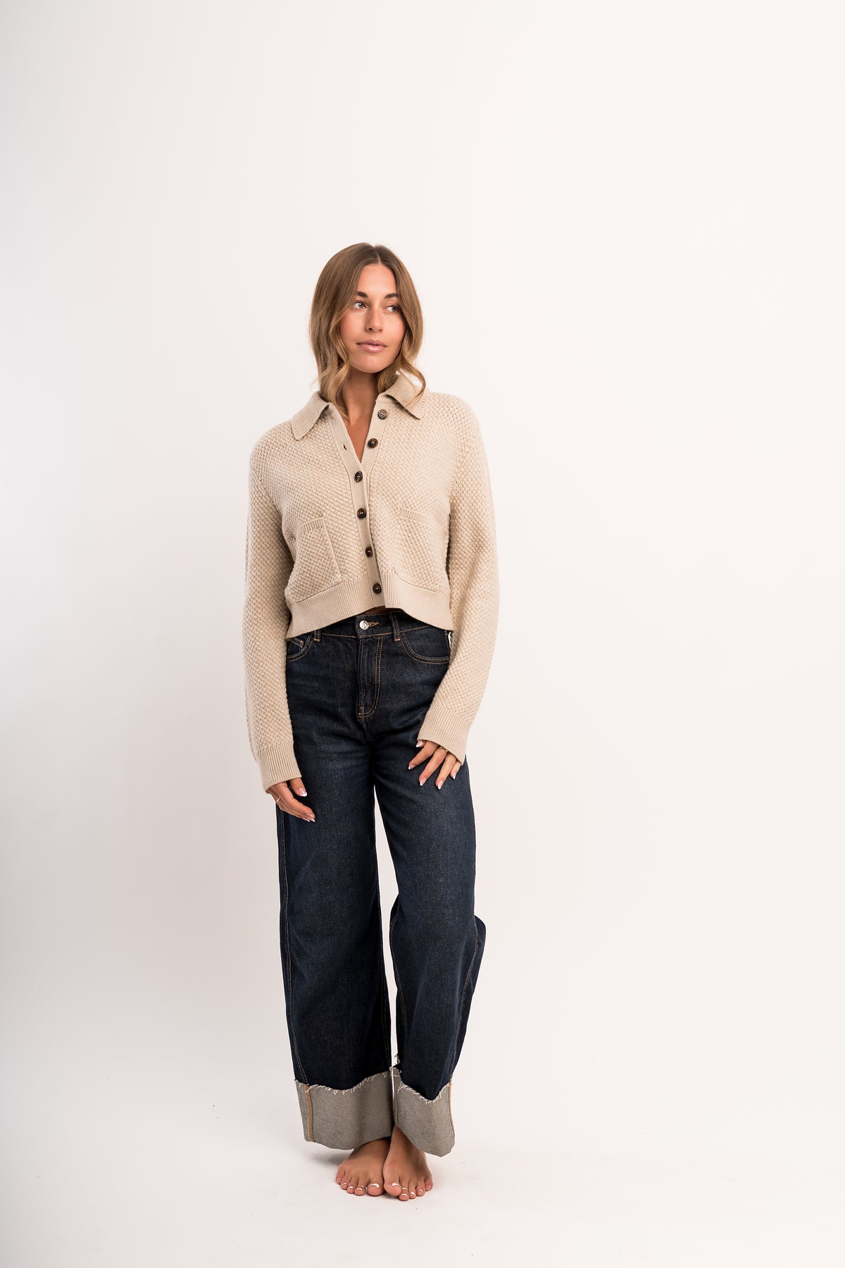 KENSINGTON KNIT JACKET IN CASHEW CREAM