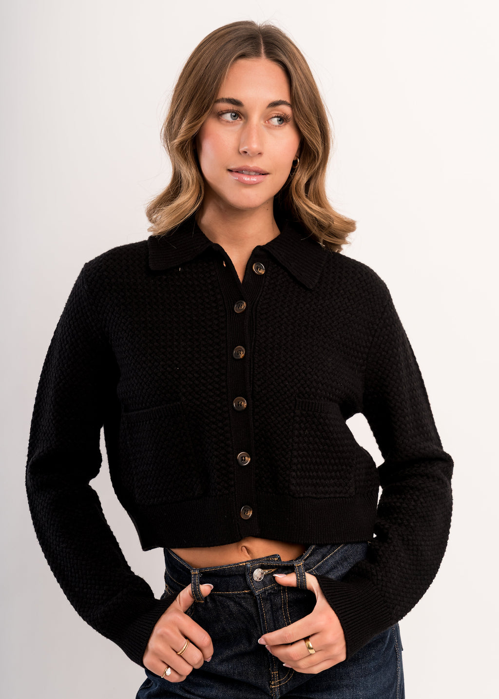 KENSINGTON KNIT JACKET IN JET BLACK