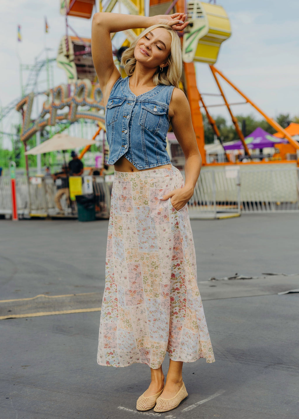 MAXI SLIP SKIRT IN KEEPSAKE