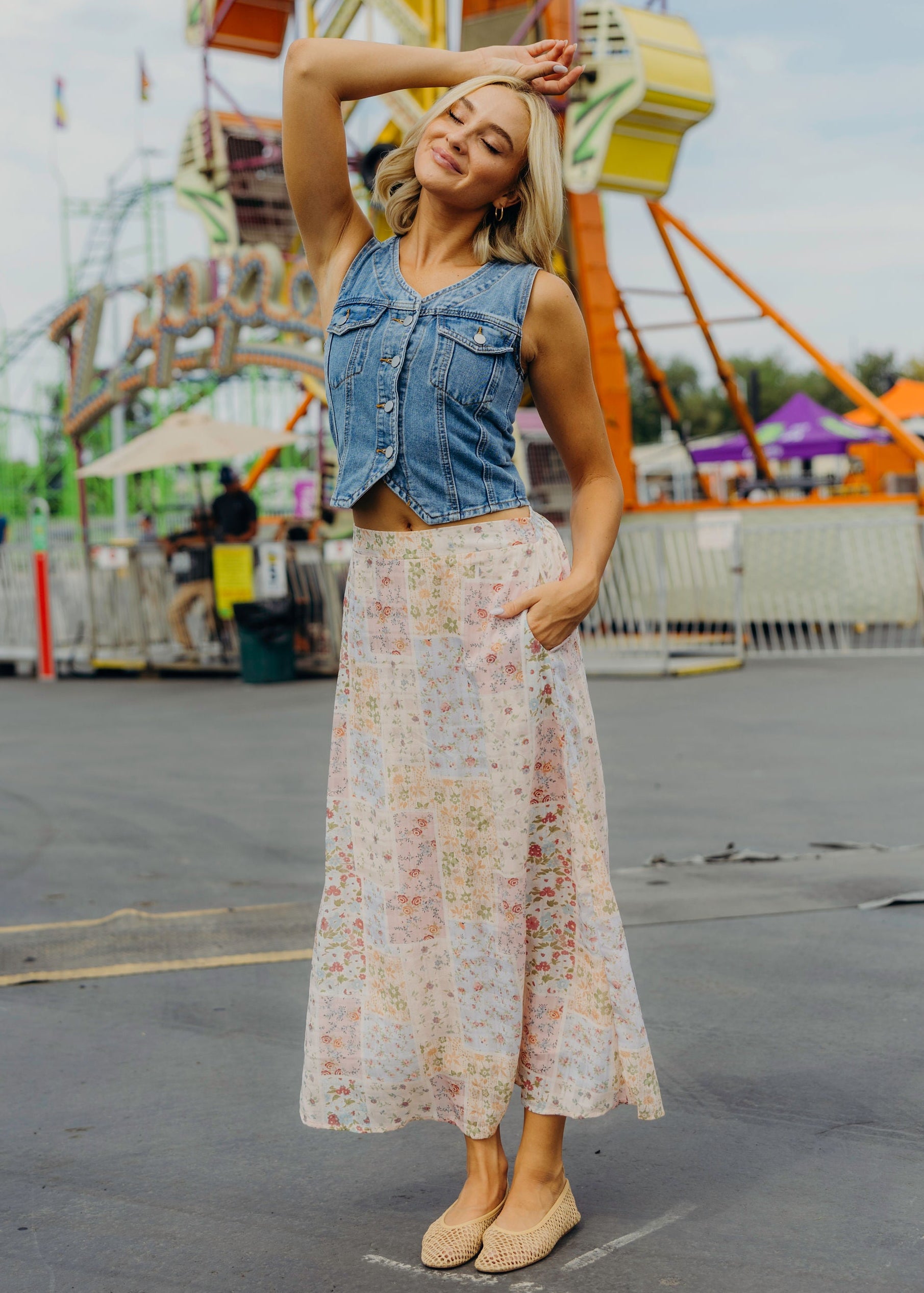 MAXI SLIP SKIRT IN KEEPSAKE