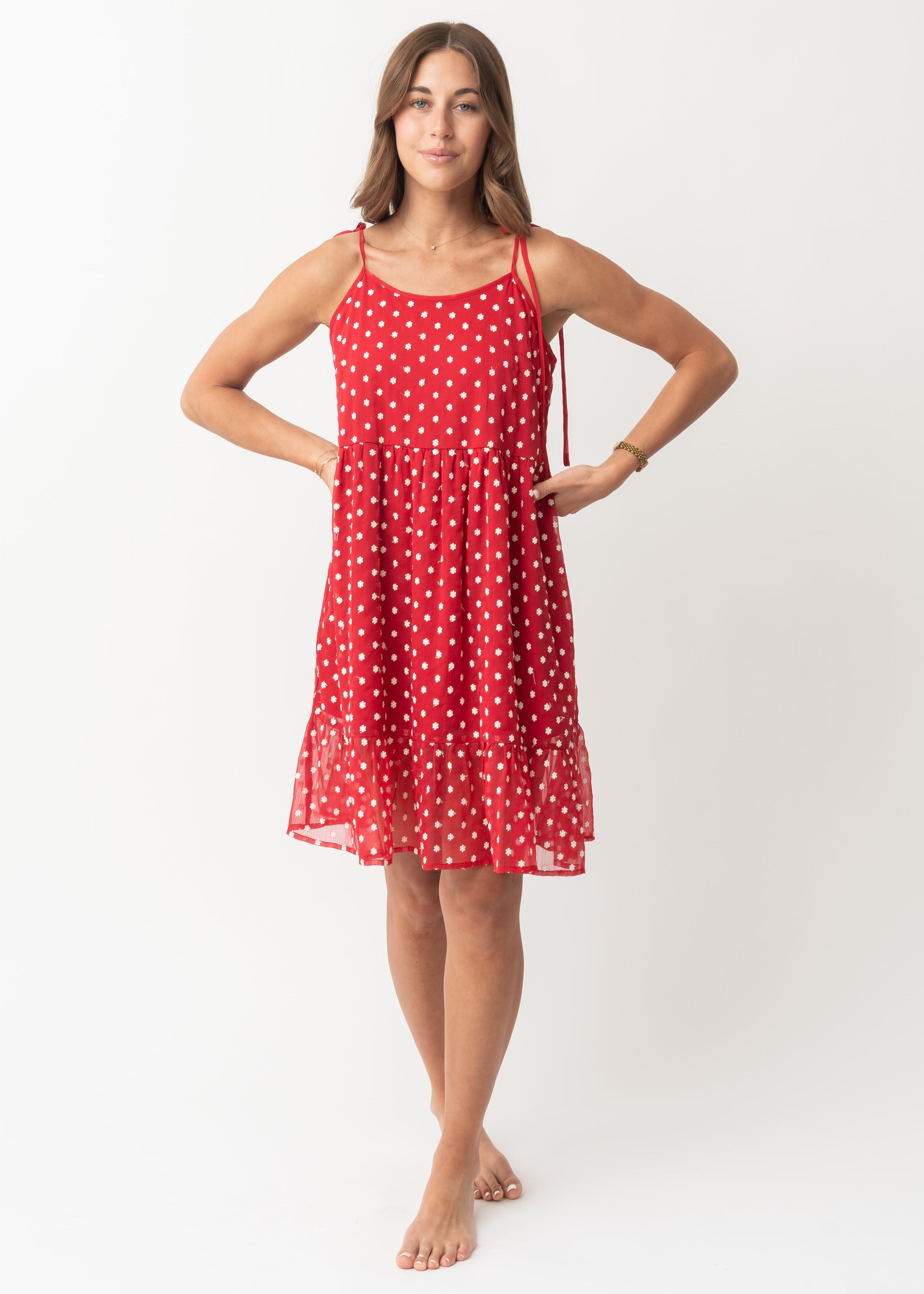 The Leon Dress in Red Daisy