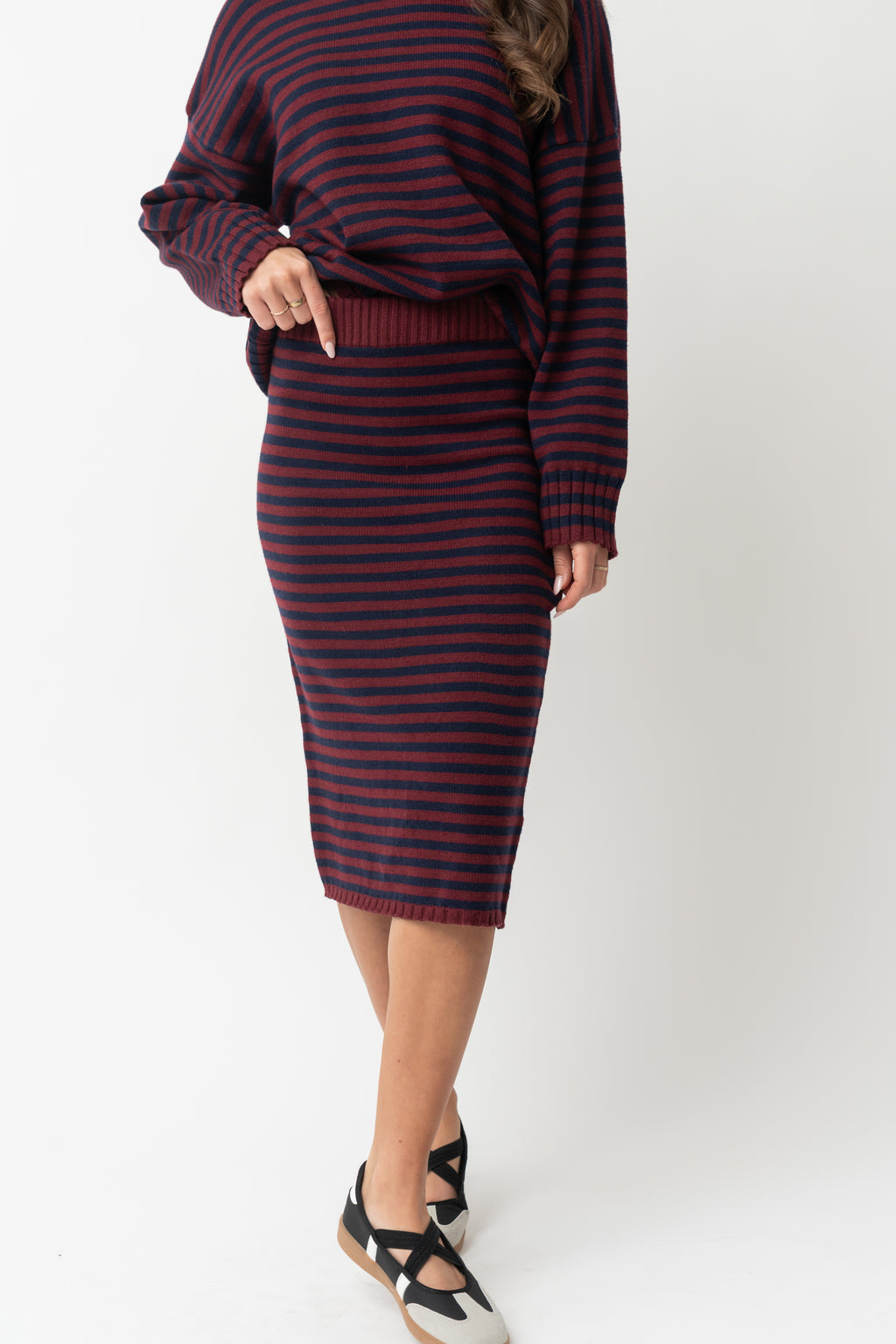 CAMPUS SKIRT IN NAVY STRIPE