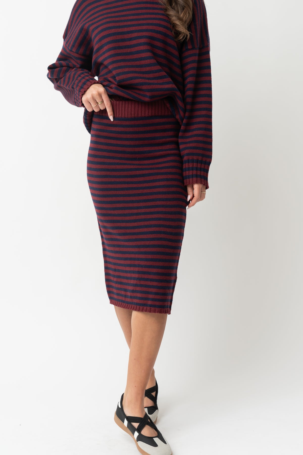 CAMPUS SKIRT IN NAVY STRIPE