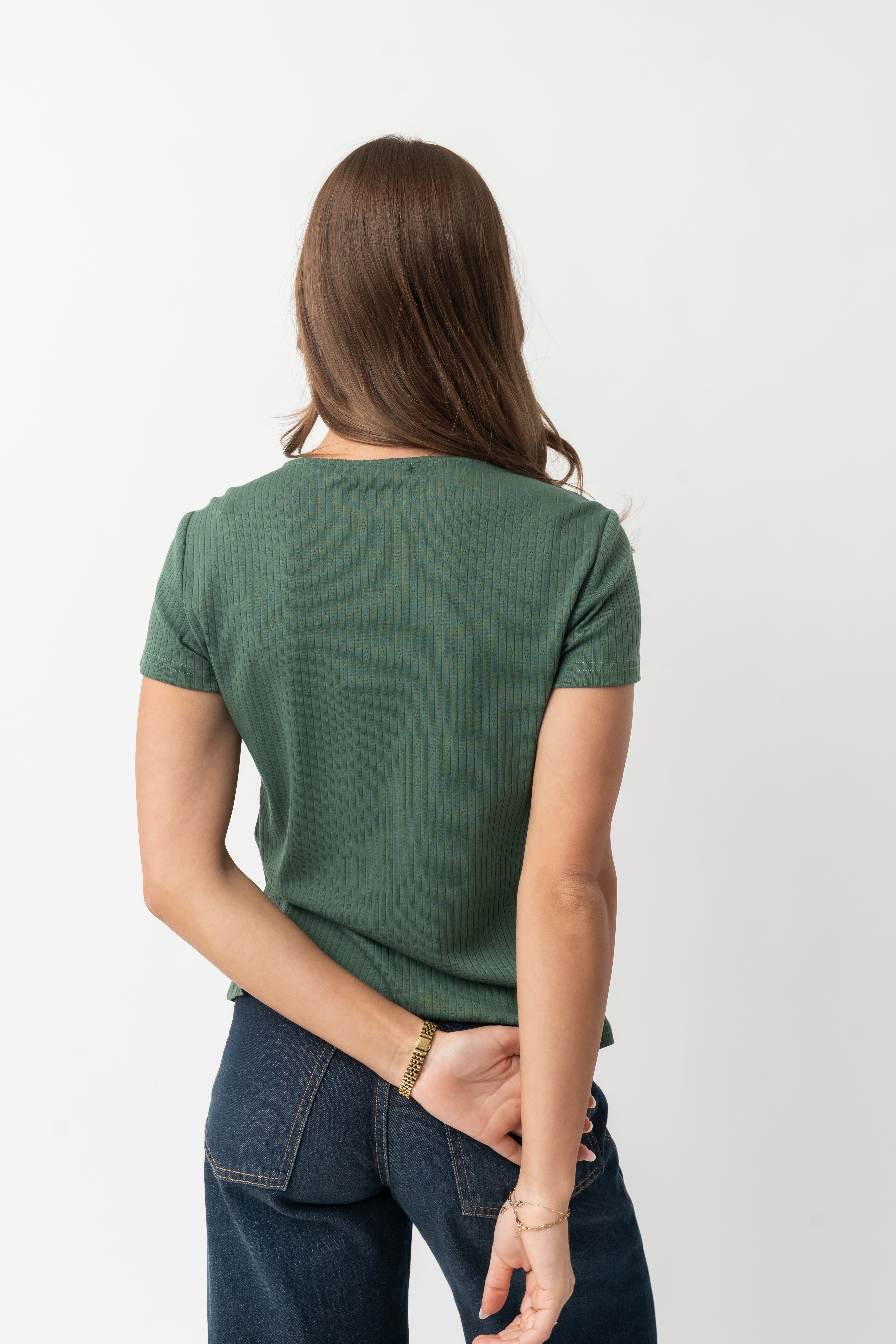SHORT SLEEVE POINTELLE CARDI IN TENNIS COURT
