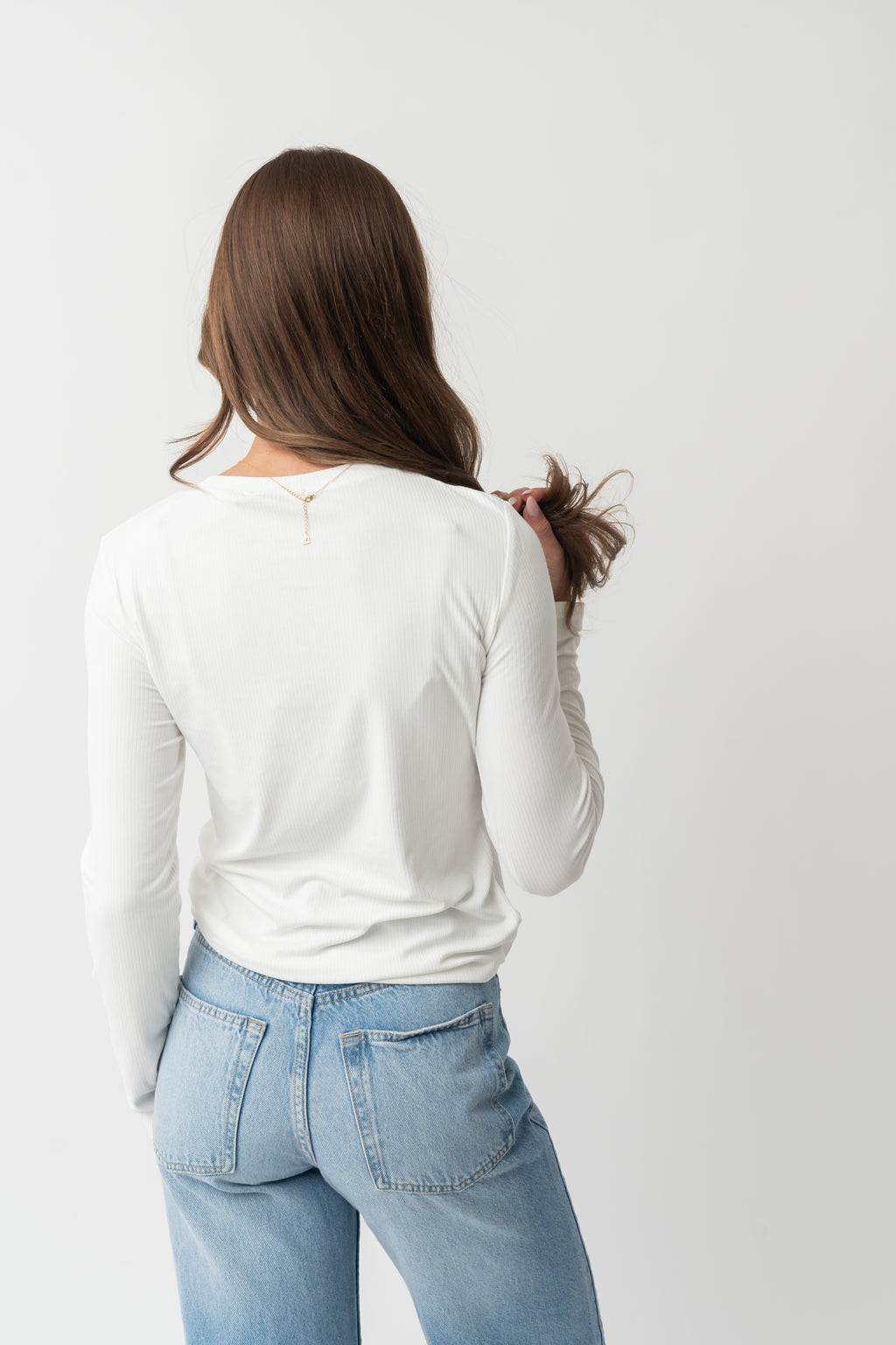 HIGH NECK LONG SLEEVE TEE IN IVORY