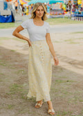 SLIT FRONT MAXI SKIRT IN MELLOW YELLOW