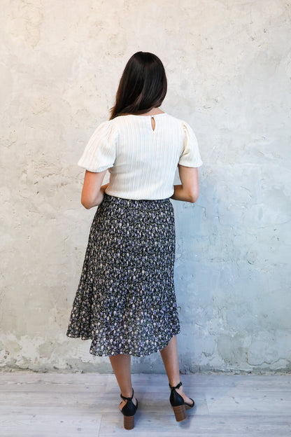 PLEATED MIDI SKIRT IN GRAPEVINE