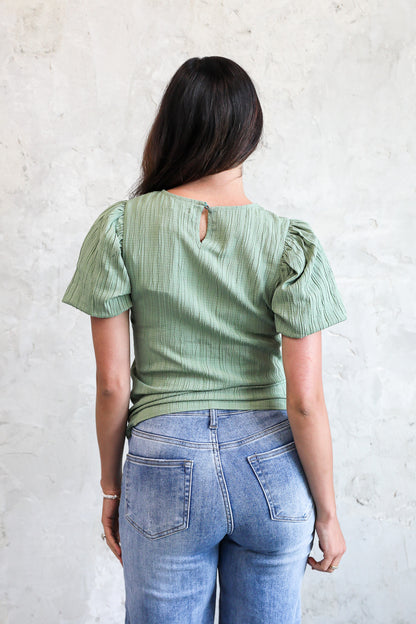 PUFF SLEEVE TOP IN DILL