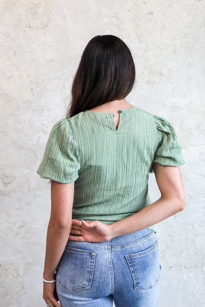 PUFF SLEEVE TOP IN DILL