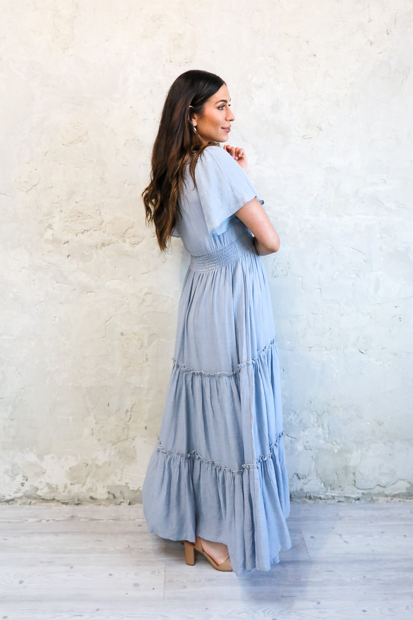 Light blue modest on sale dress