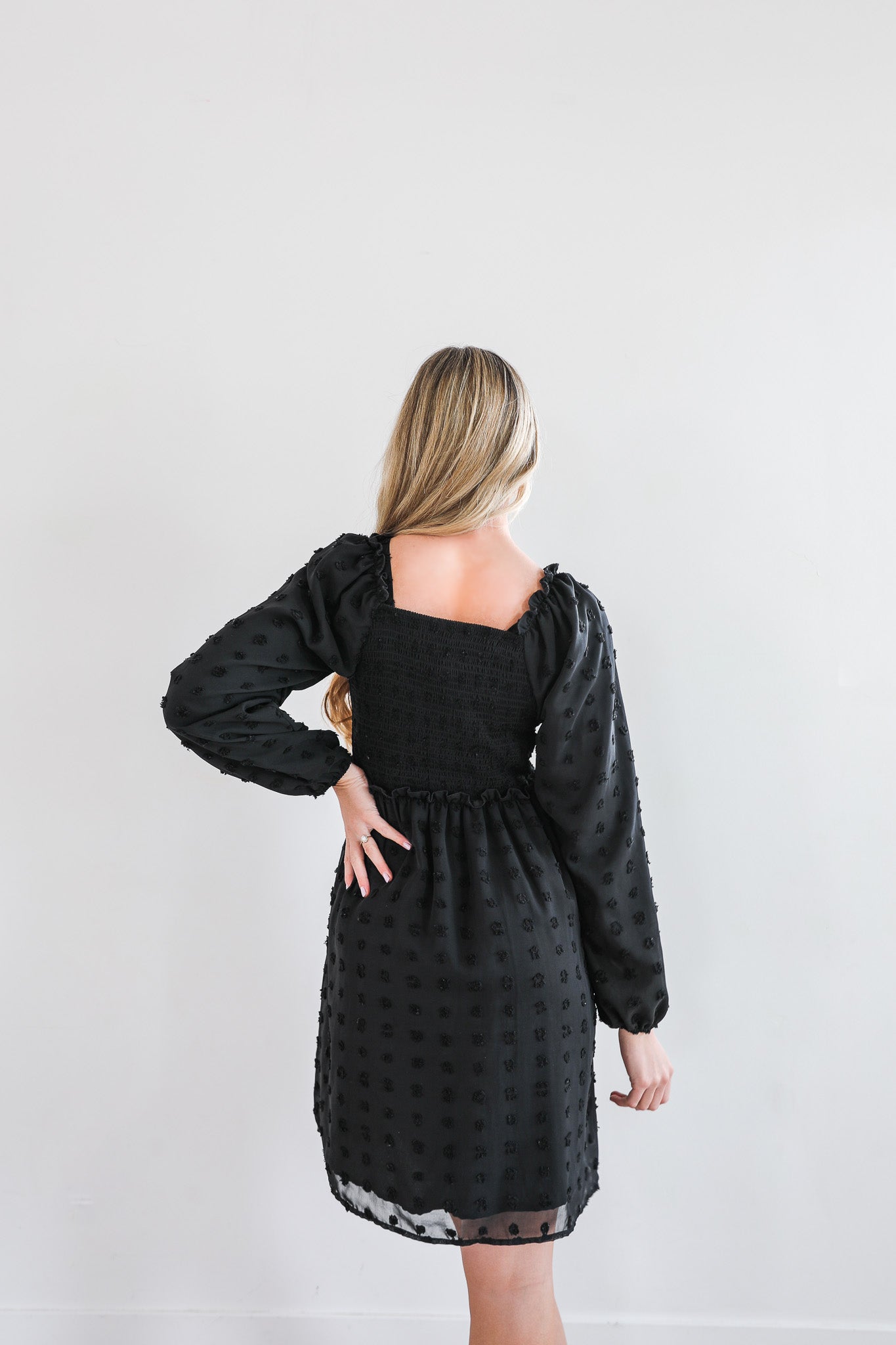 Black Swiss Dot Dress