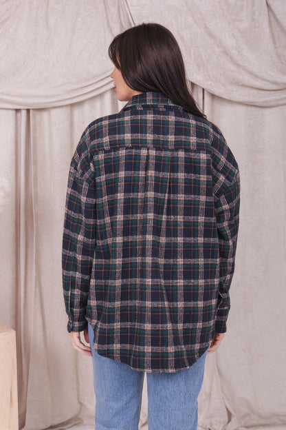 FLANNEL SHIRT JACKET IN COLONIAL BLUE PLAID